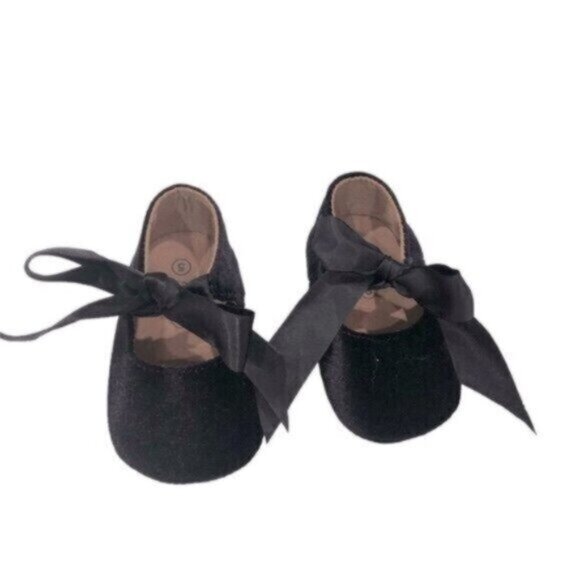 Ddbbrw Kids Baby Girl Black Bow Dressy Fancy Party Shoes Size 5 - Picture 1 of 6